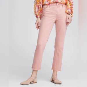 LOFT Size 32/14 Washed Pink Modern Skinny Cropped 5 Pocket Jeans Frayed Hem